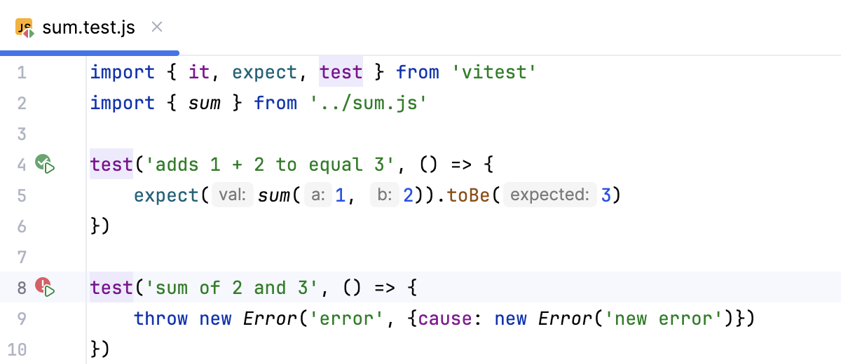 Gutter icons for tests Gutter icons for tests