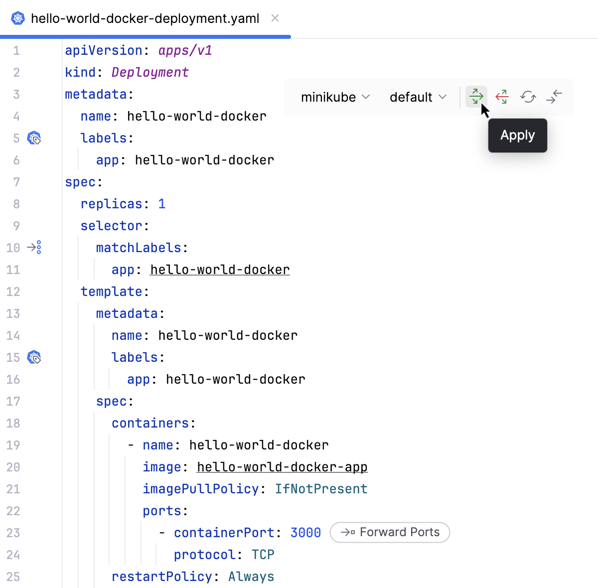 The Apply button on the floating toolbar The Apply button on the floating toolbar