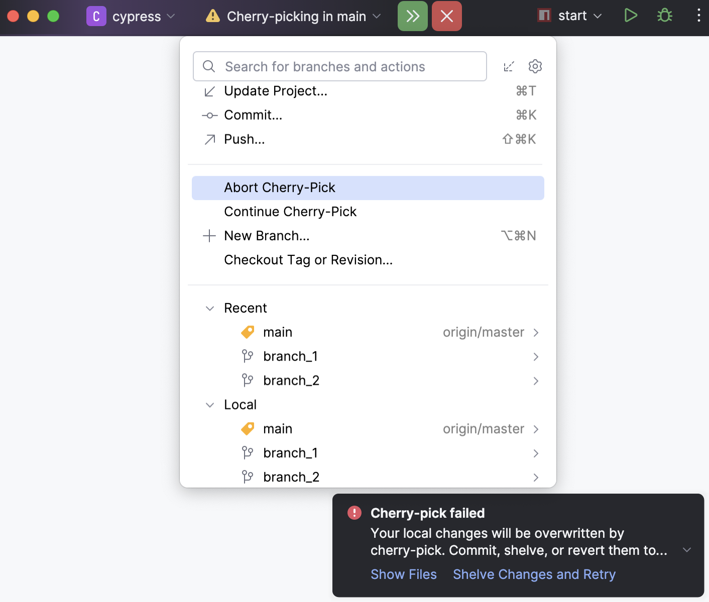 Cherry pick operation status Cherry pick operation status