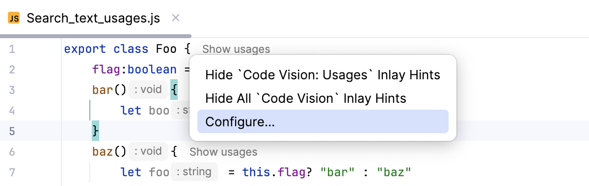 Configure Usages hints