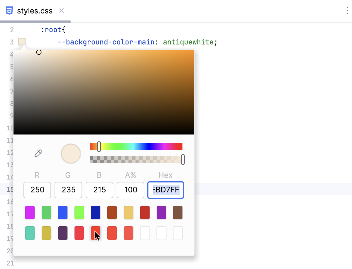 Picking a color Picking a color
