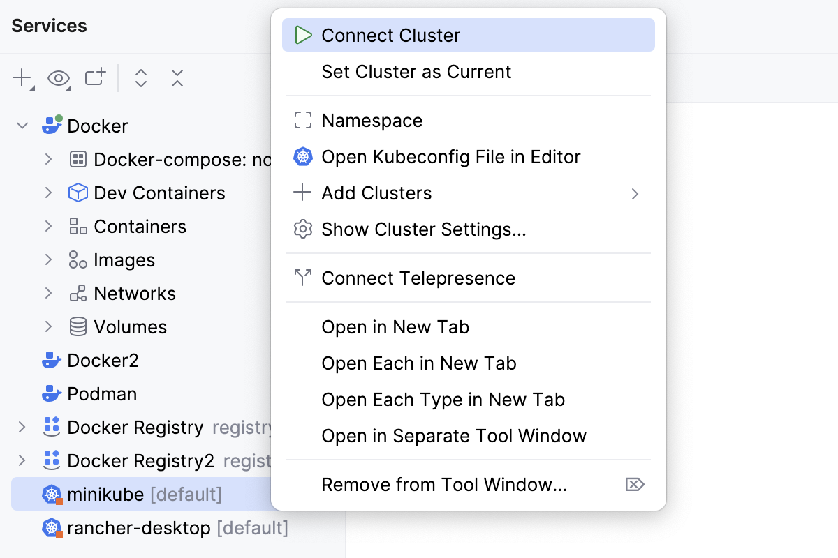 Connect to the minikube cluster Connect to the minikube cluster