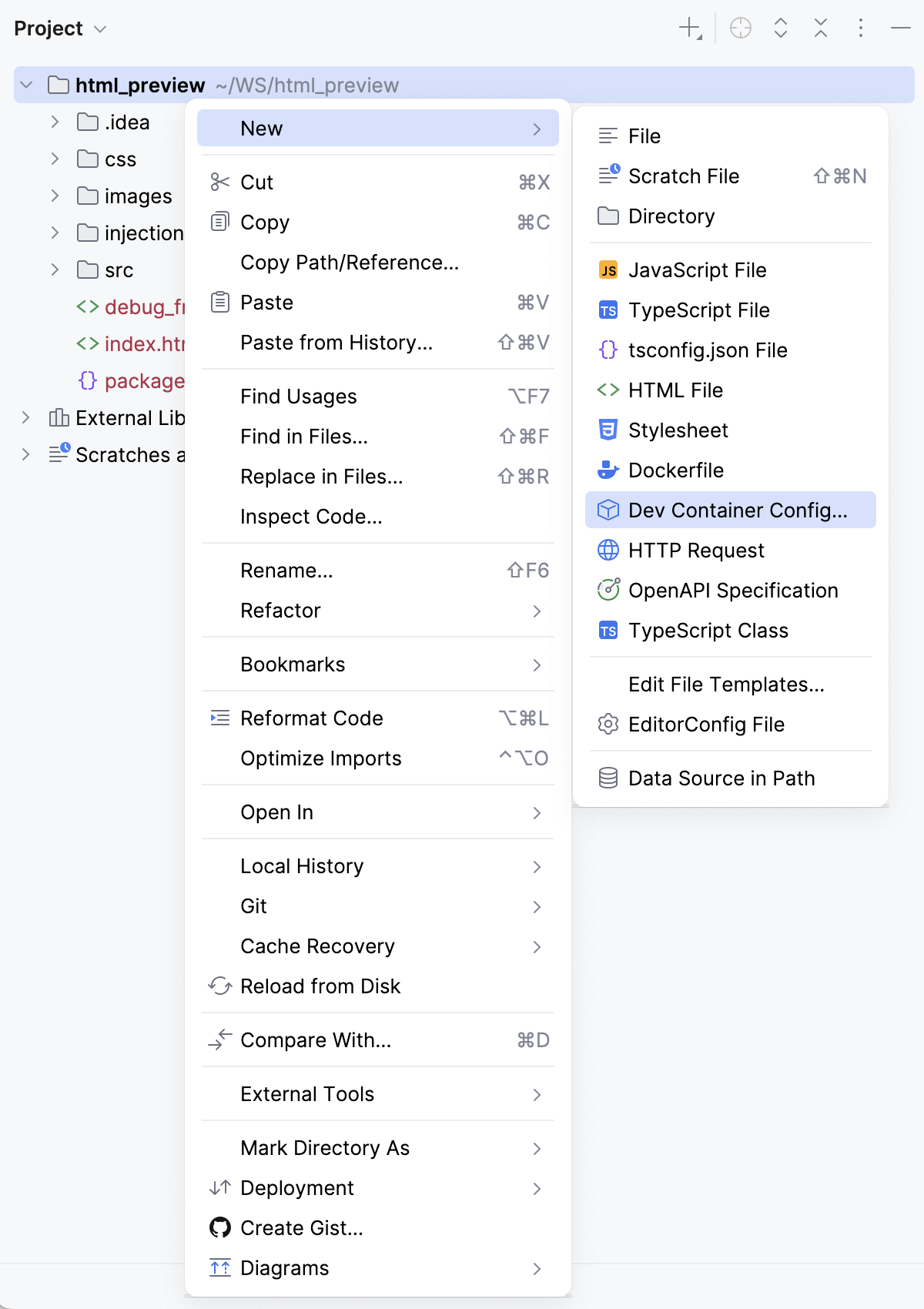 Create a new Dev Container
