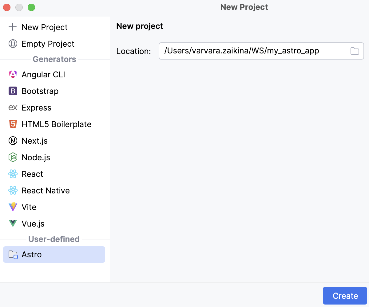 Creating a project from a custom template Creating a project from a custom template