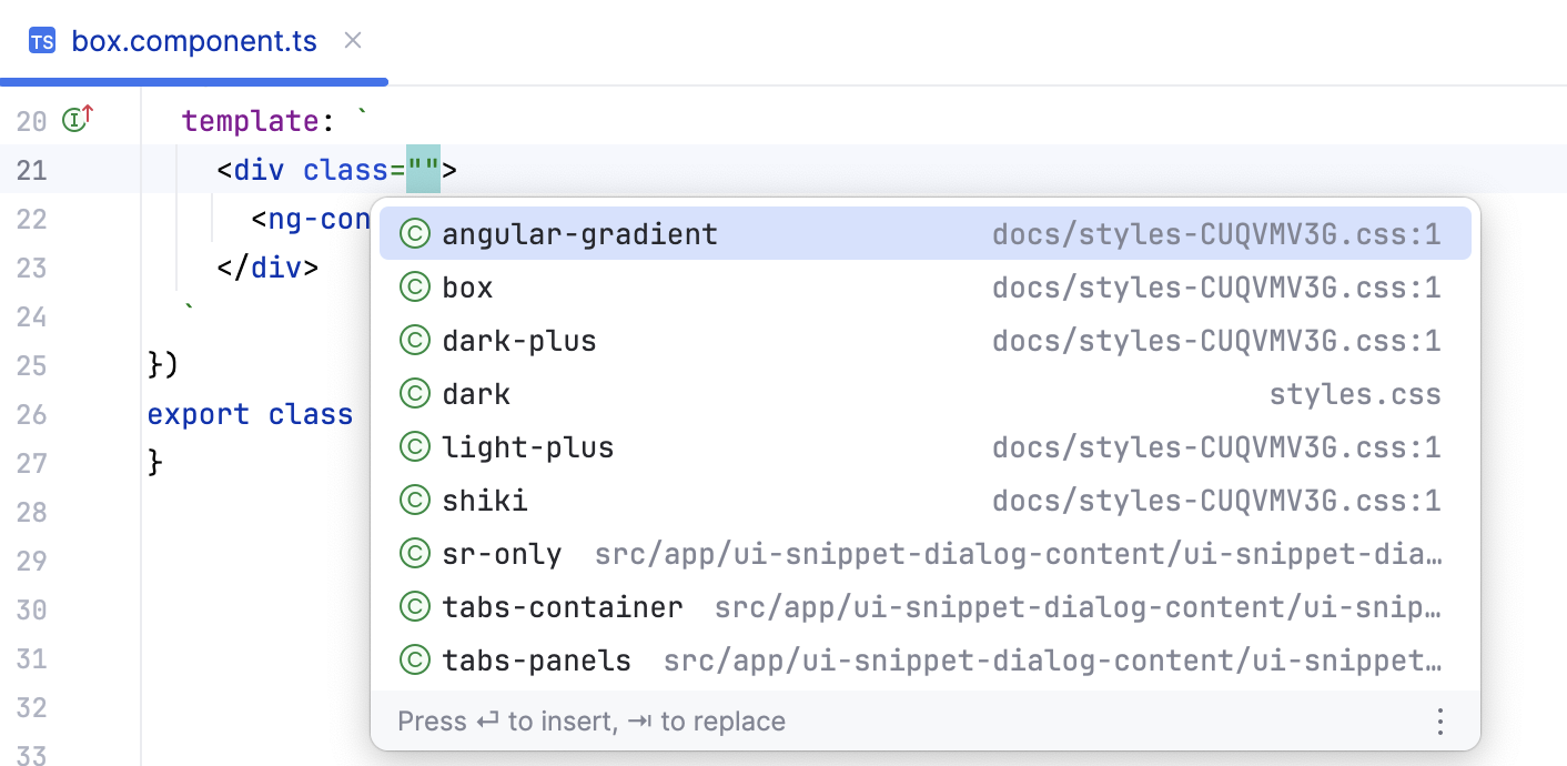 Complete CSS class names in template files Complete CSS class names in template files