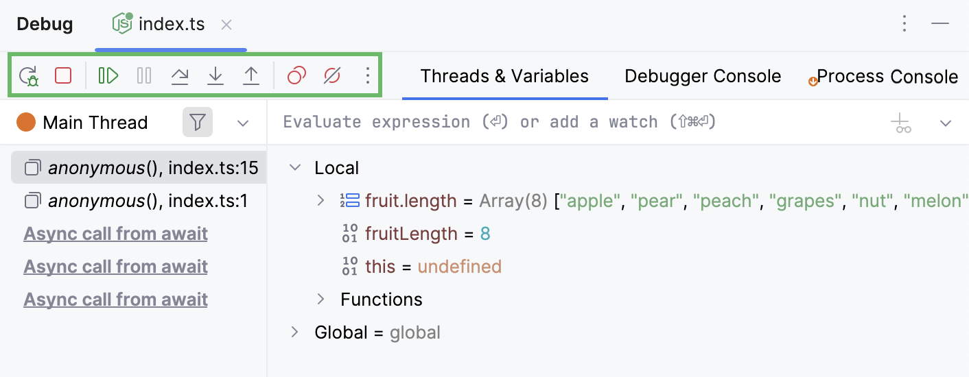 The Debugger Toolbar