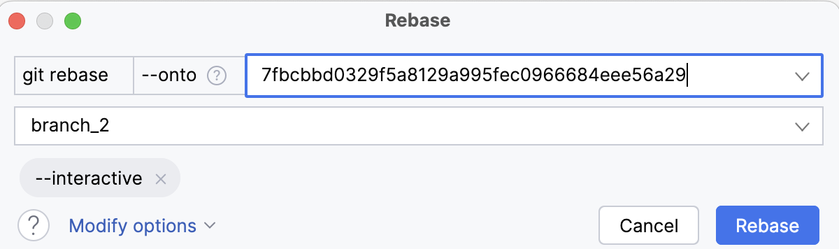 Specify commit hash with --onto Specify commit hash with --onto