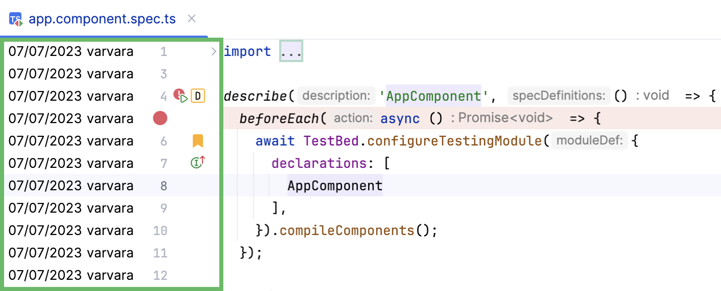 Editor gutter Editor gutter