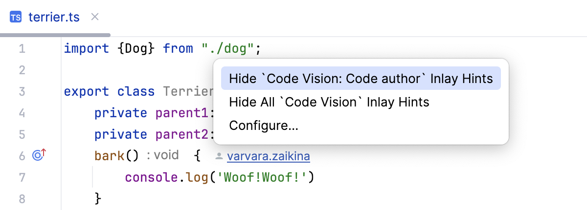 Hide code author names Hide code author names