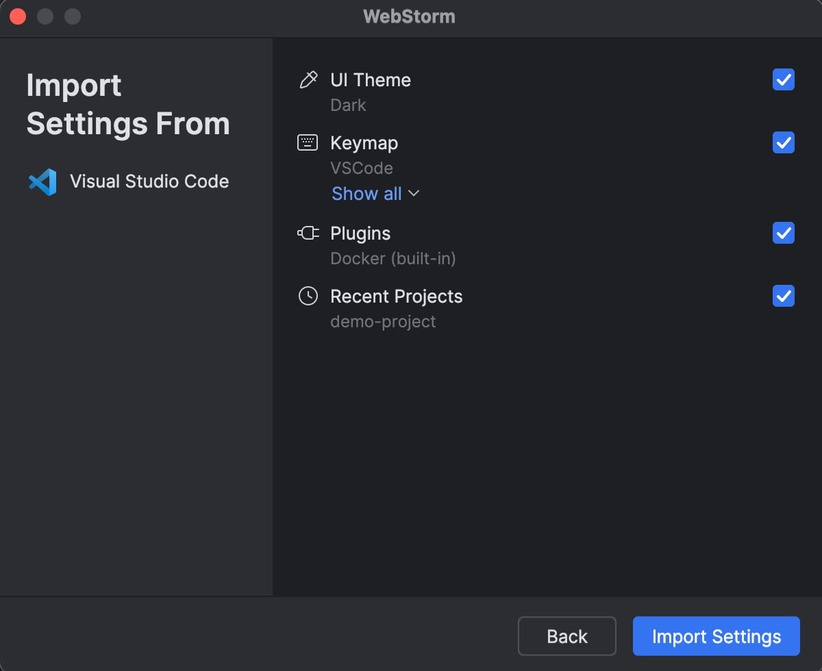 Visual Studio Code settings selection Visual Studio Code settings selection