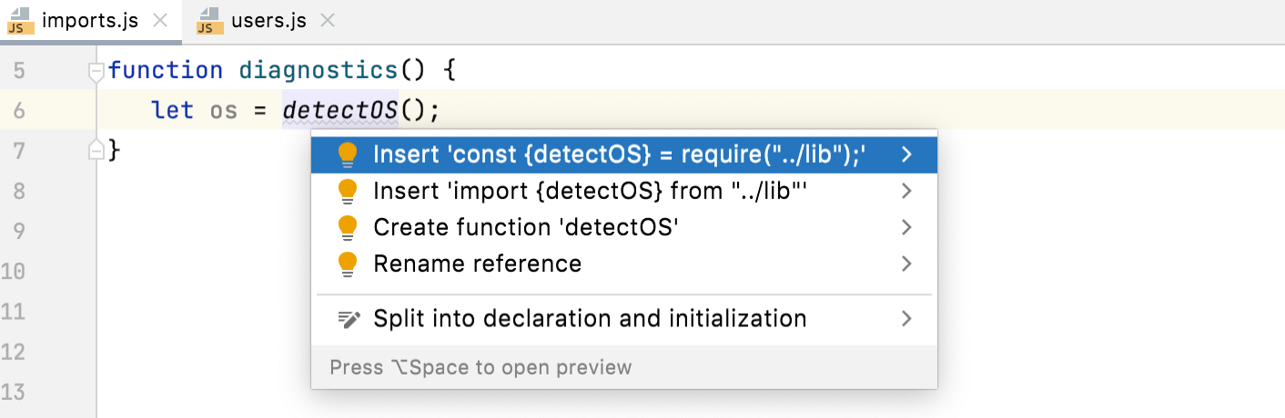 Quick fix: select import style Quick fix: select import style