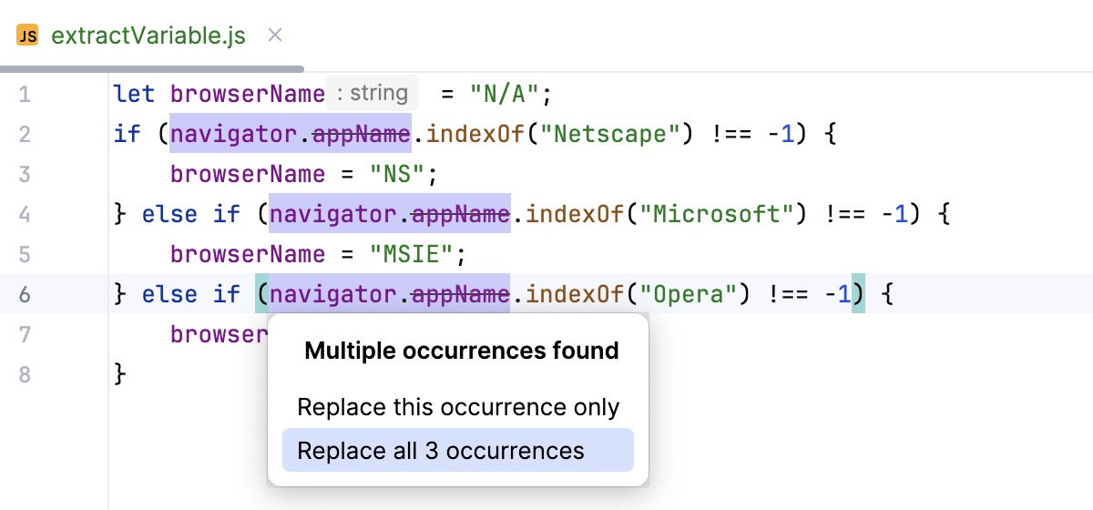 Extract variable - multiple occurrences