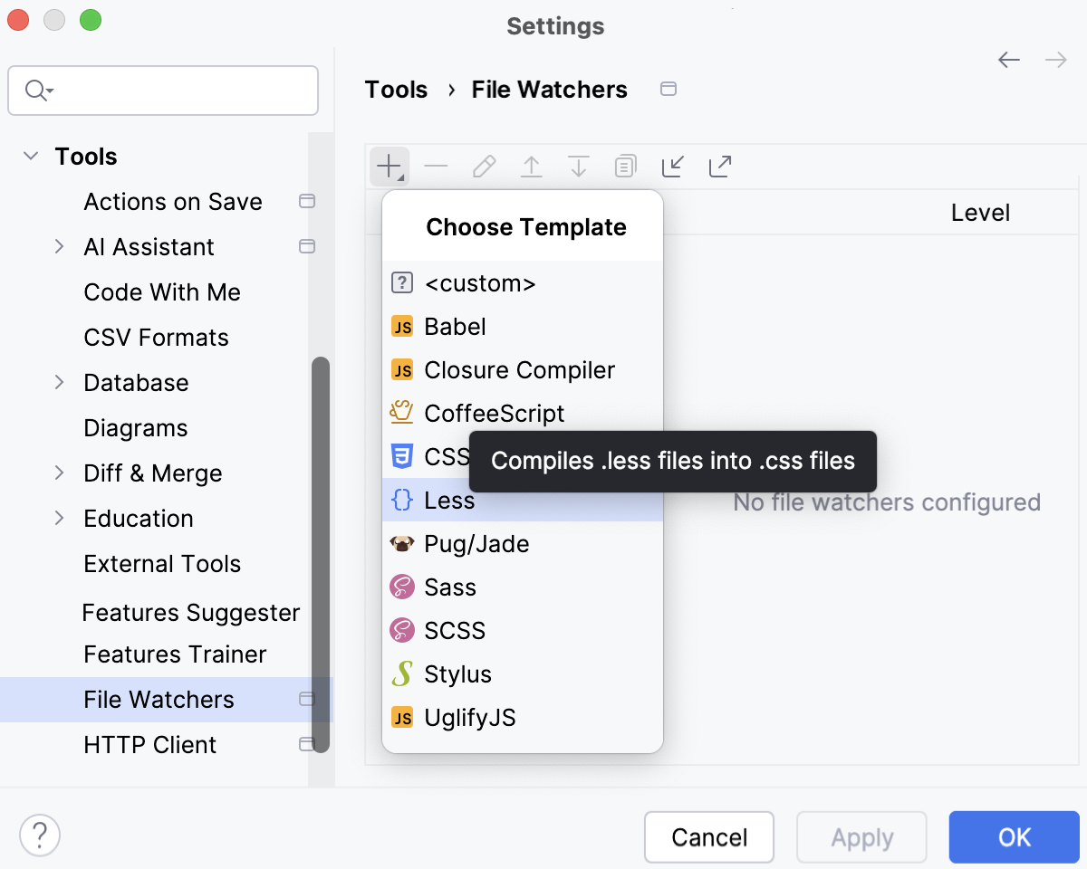 Compiling Less into CSS: creating a File Watcher Compiling Less into CSS: creating a File Watcher