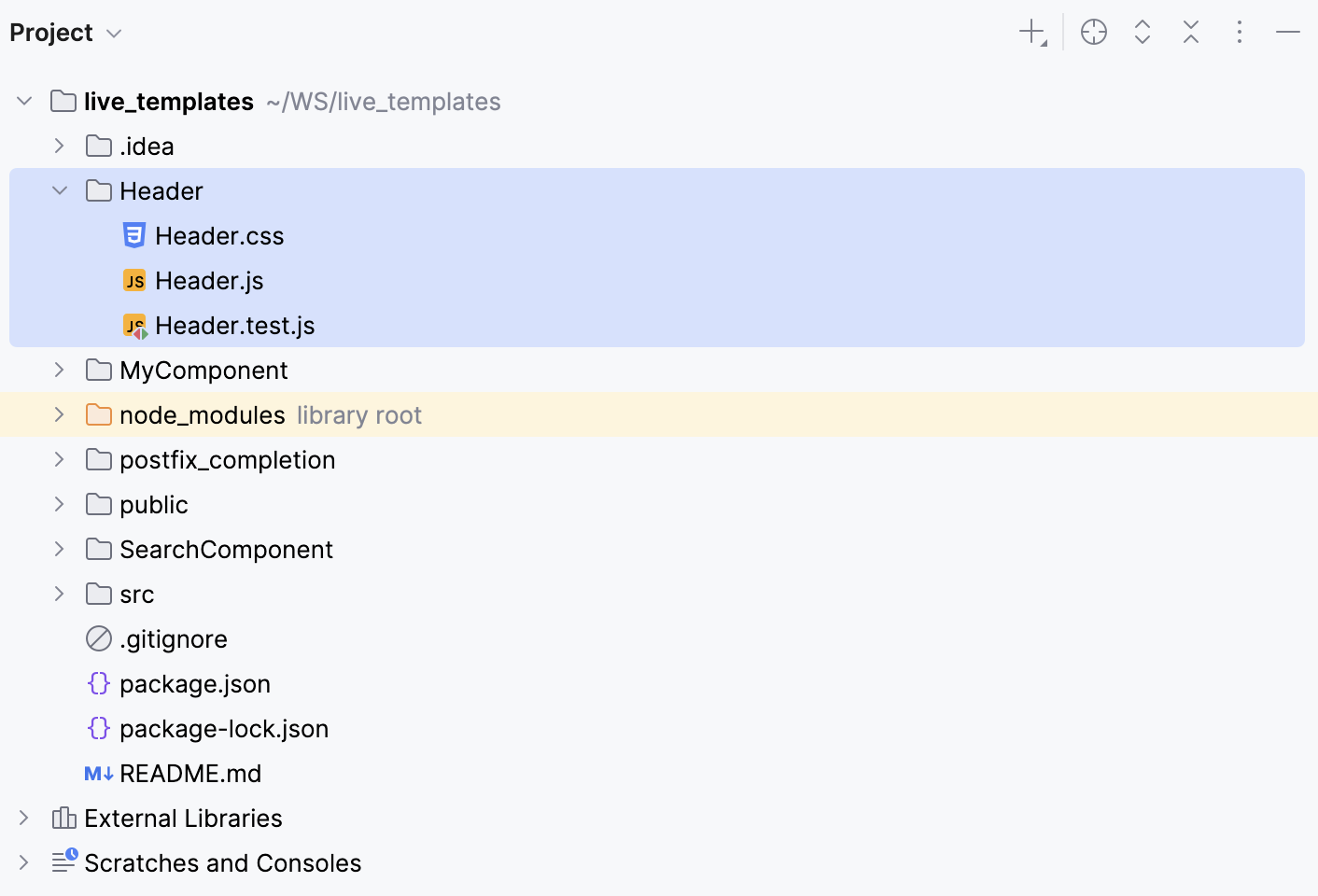 A component folder is created