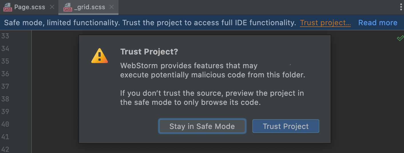 In-editor notification for untrusted projects in the Safe Mode In-editor notification for untrusted projects in the Safe Mode