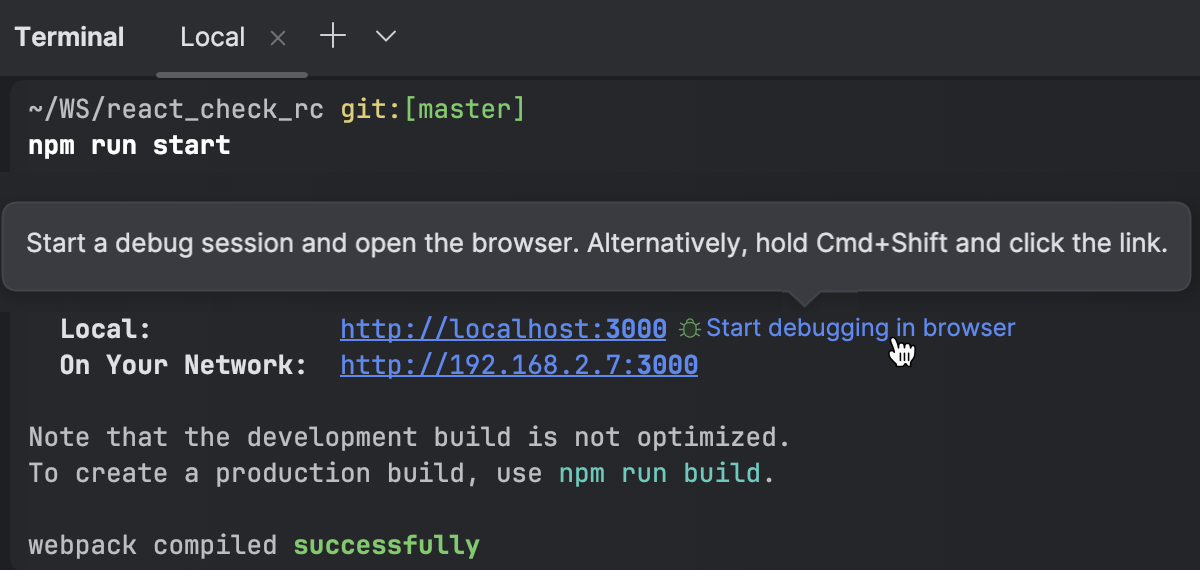 运行并调试 React 应用程序. | WebStorm 文档