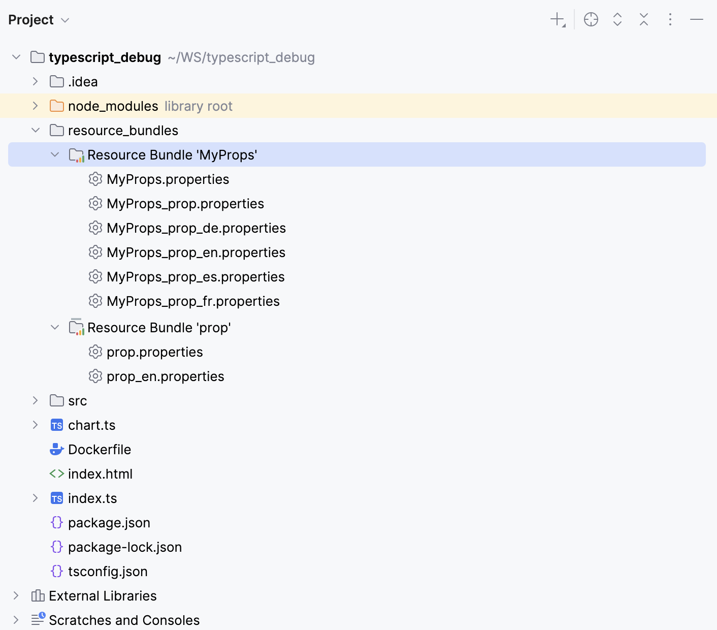 A new resource bundle is added in the Project tool window A new resource bundle is added in the Project tool window