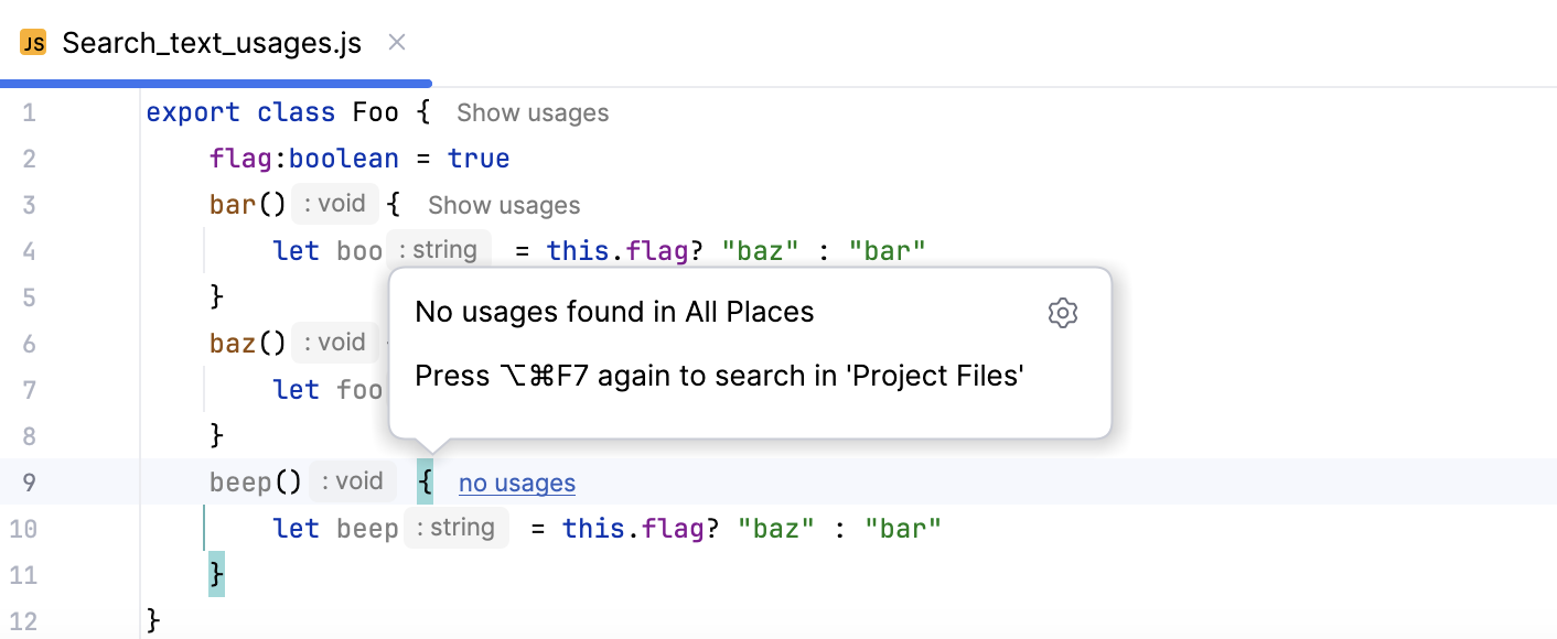 No usages found: inlay hint and tooltip