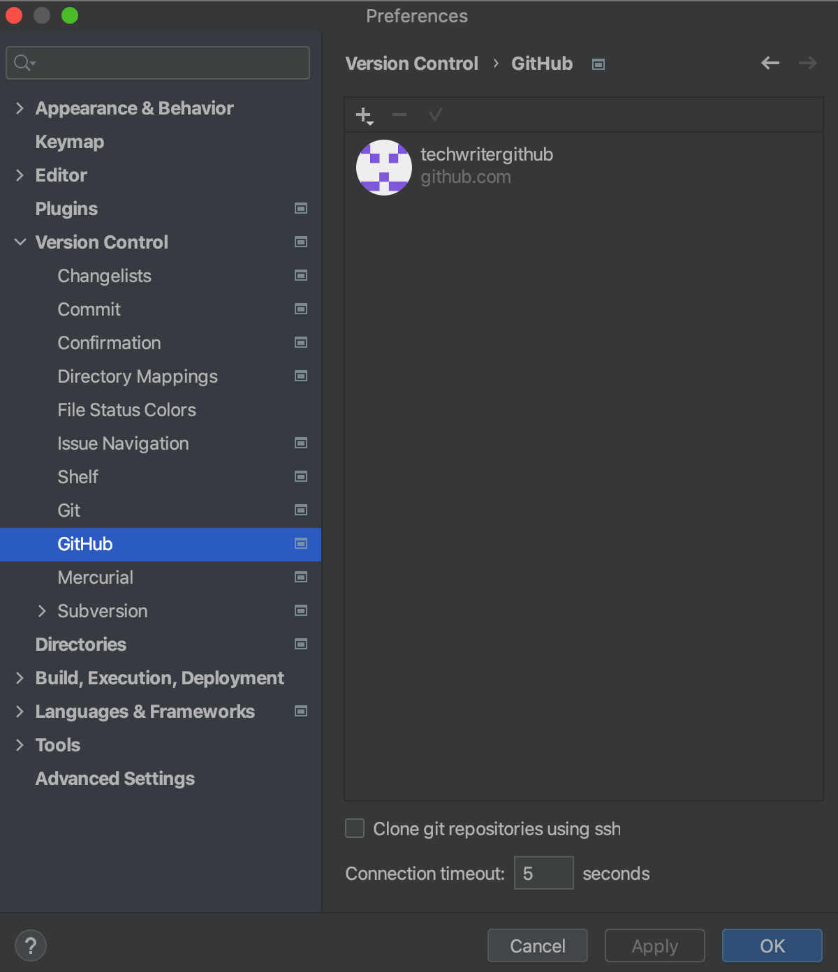 the GitHub settings the GitHub settings