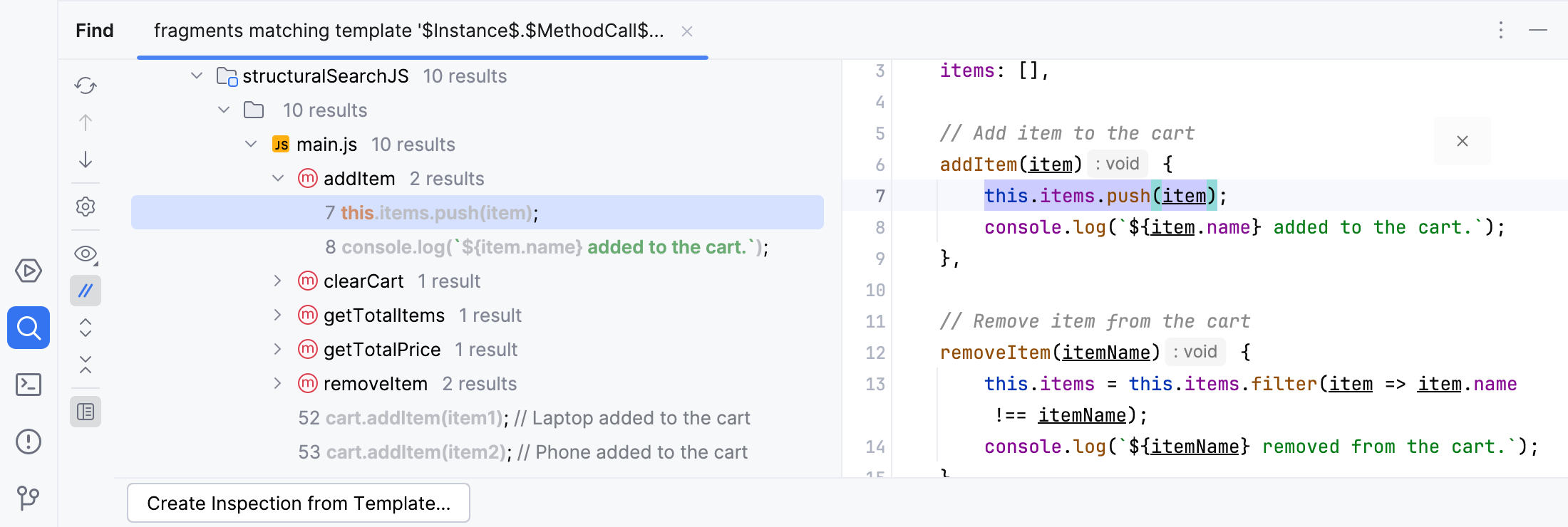 在 Find 工具窗口中的搜索结果