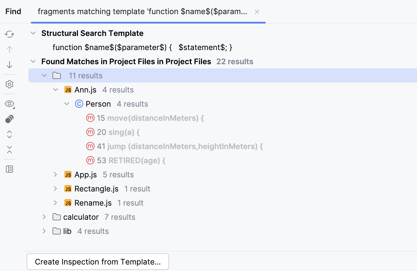 Found occurrences in the Find tool window Found occurrences in the Find tool window