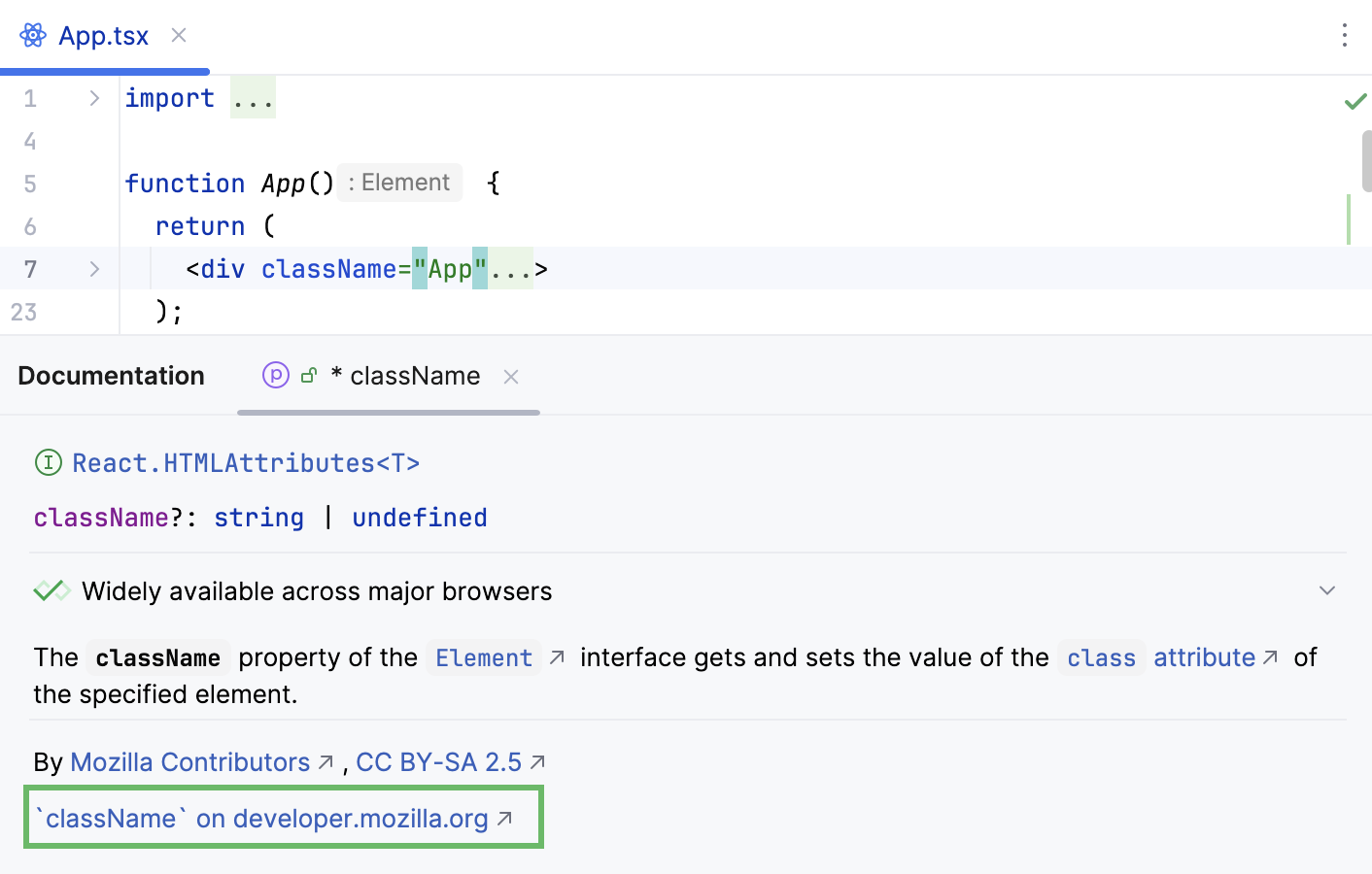 Quick Documentation Lookup: MDN