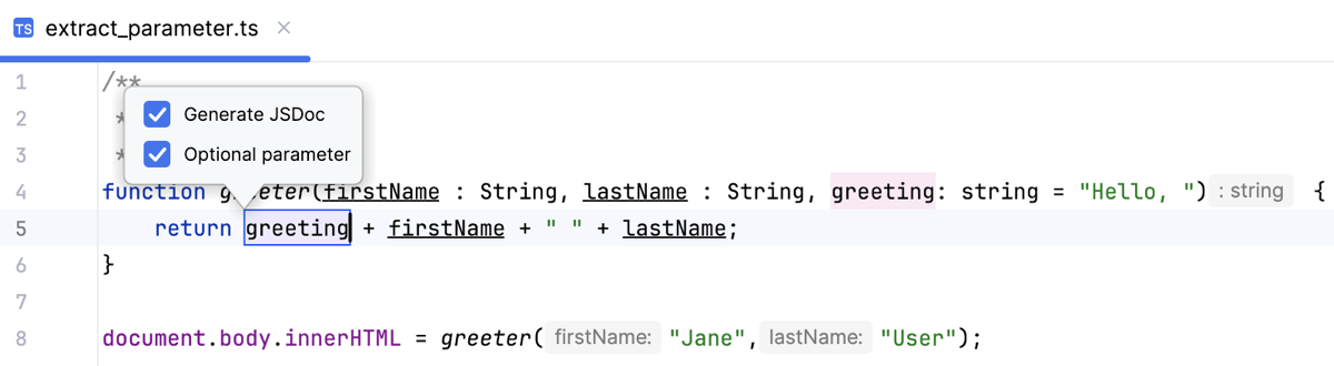 Introduce Parameter: result Introduce Parameter: result
