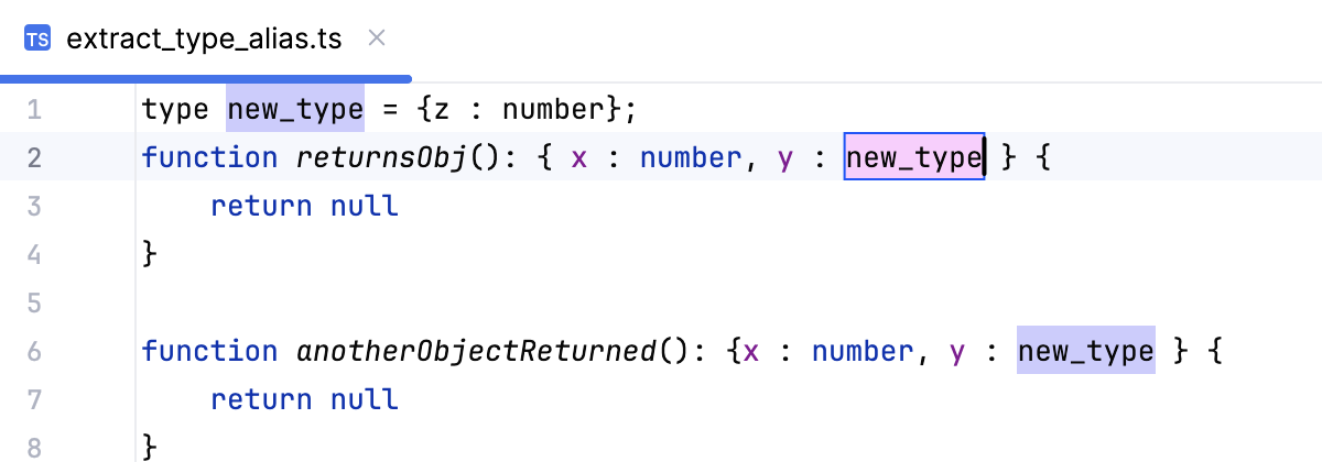 Extract a type alias - specify a new name Extract a type alias - specify a new name
