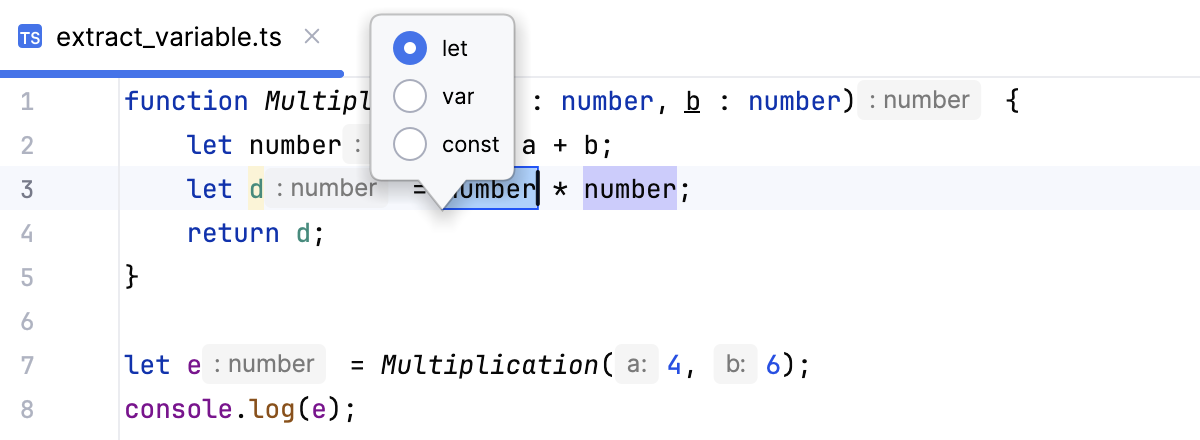 Introduce Variable: select the scope Introduce Variable: select the scope