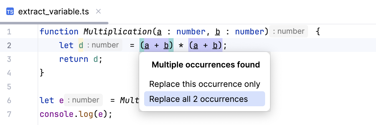 Introduce Variable: multiple occurrences of the selected expression detected Introduce Variable: multiple occurrences of the selected expression detected