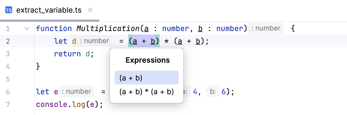 Introduce Variable: select expression Introduce Variable: select expression