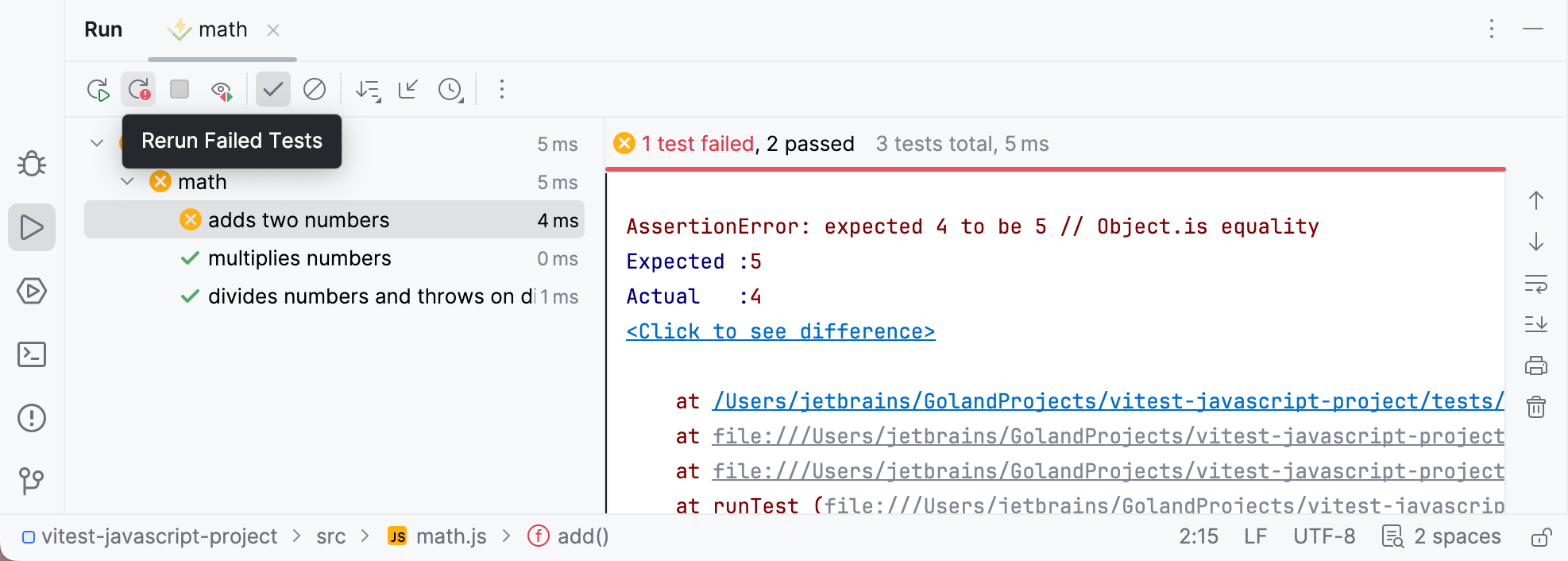 Vitest: Rerunning all failed tests Vitest: Rerunning all failed tests