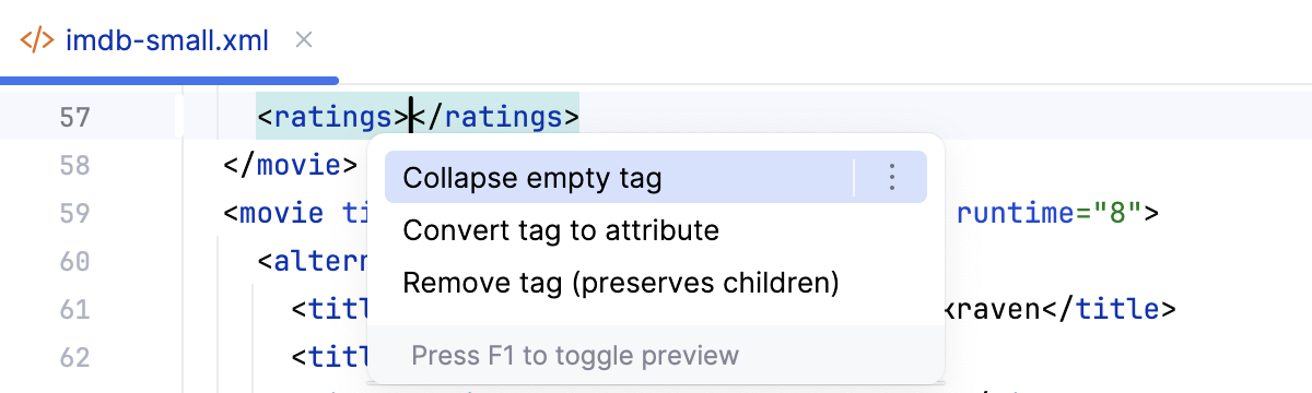 Collapse an empty tag Collapse an empty tag
