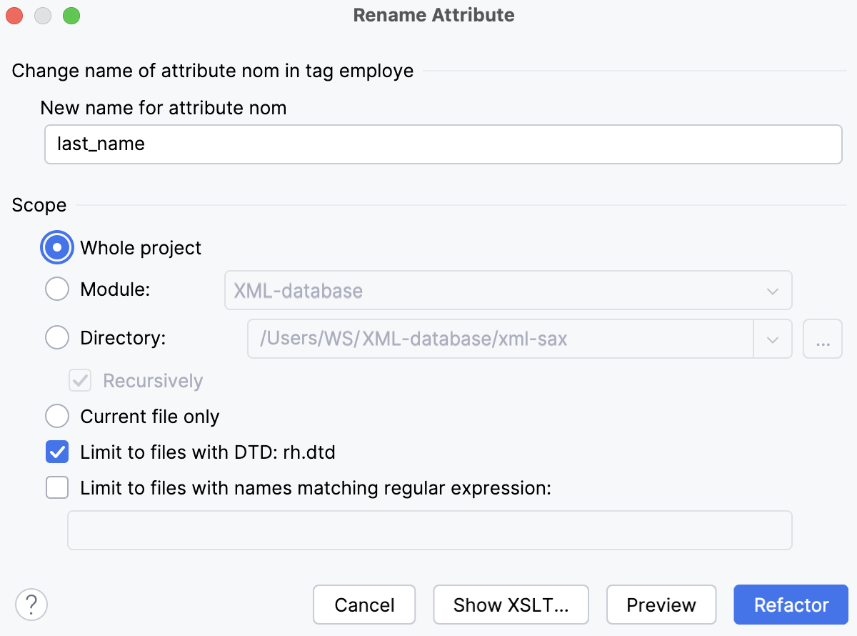Rename an attribute Rename an attribute