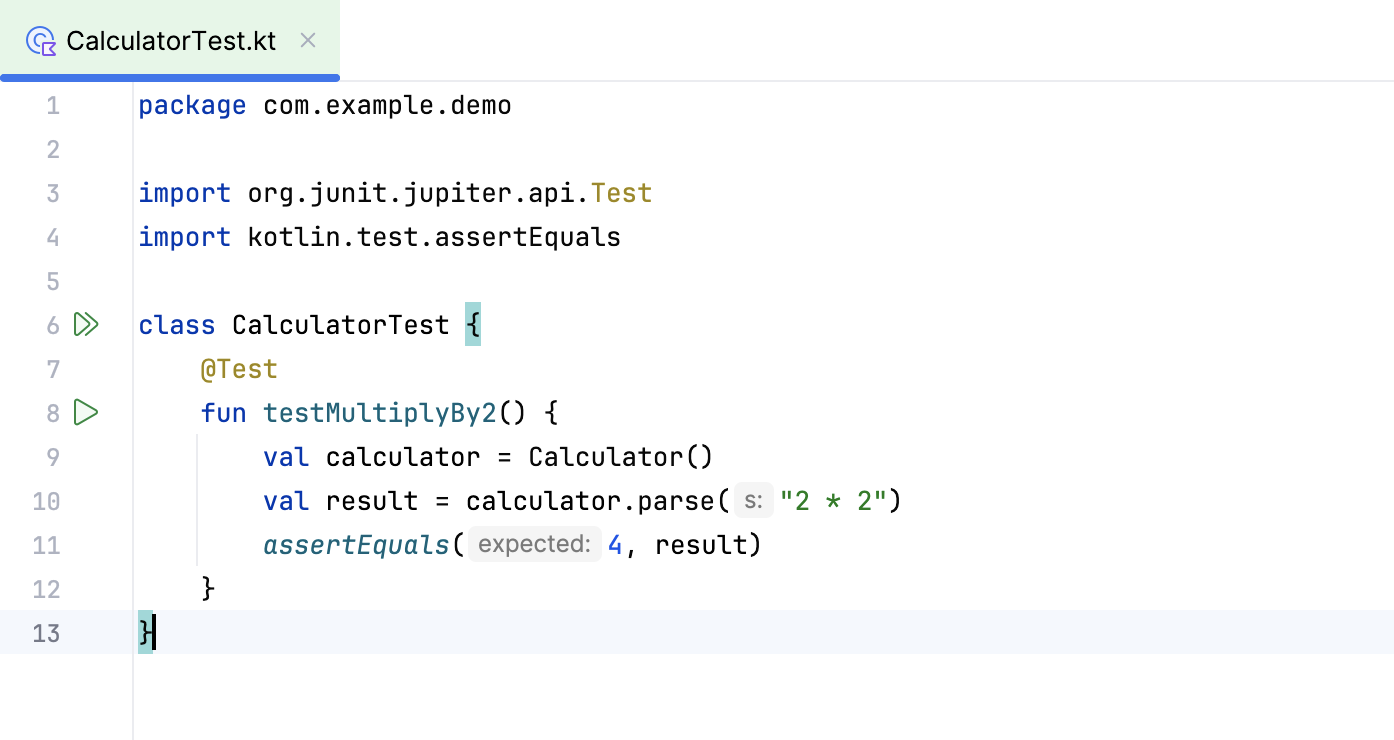 assertEquals() 用于检查参数是否相等,如果不相等则测试失败 assertEquals() 用于检查参数是否相等,如果不相等则测试失败