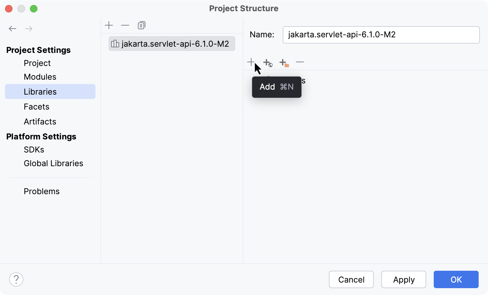 Adding library documentation with a file in the Project Structure dialog Adding library documentation with a file in the Project Structure dialog
