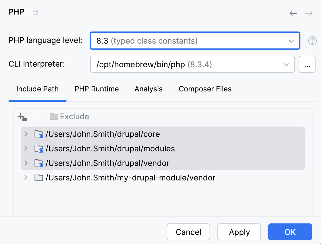 Add Drupal directories to Include paths Add Drupal directories to Include paths