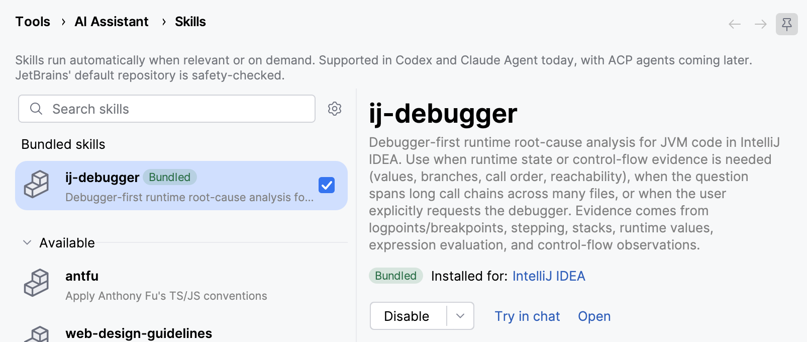 The ij-debugger skill