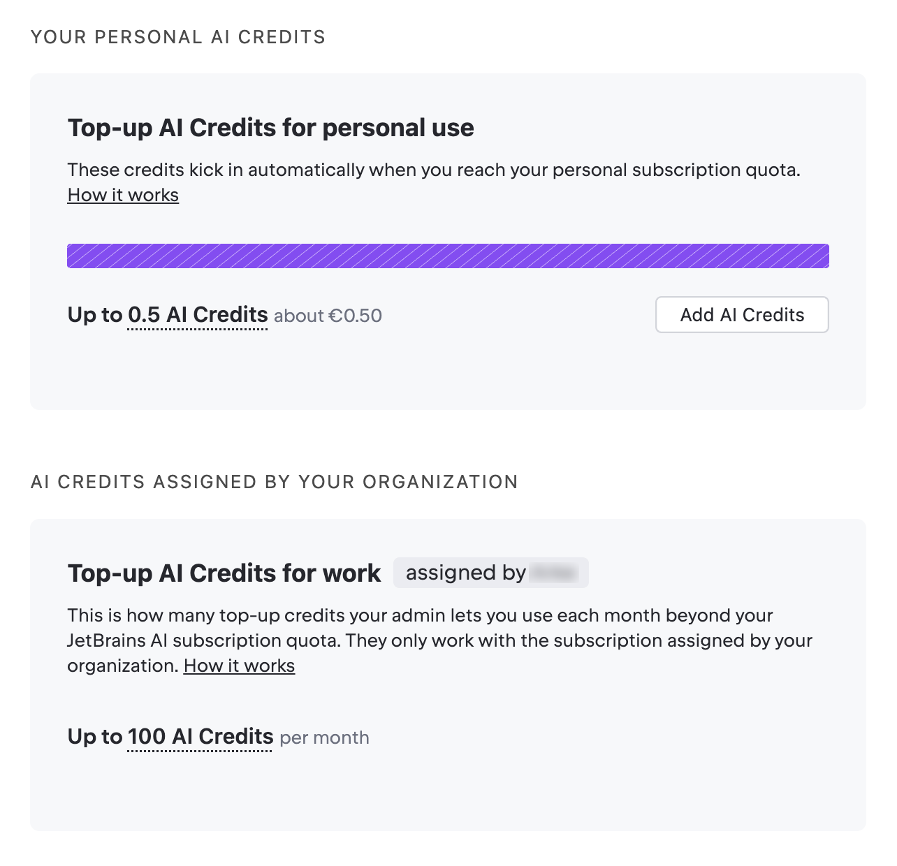 Review AI credits balance Review AI credits balance