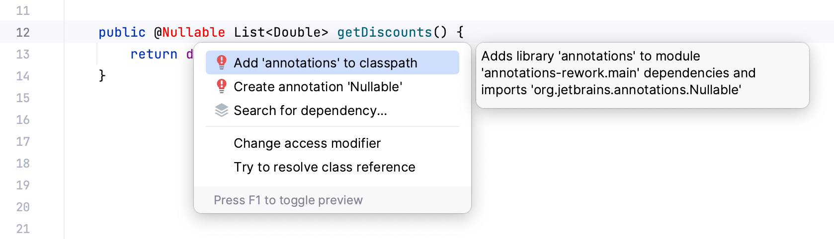 向项目添加 JetBrains Annotations 依赖项。 向项目添加 JetBrains Annotations 依赖项。