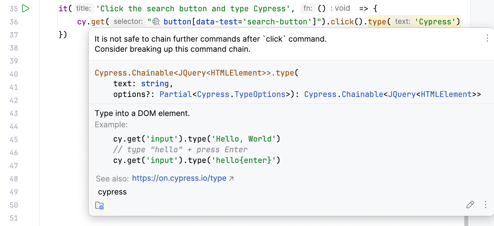 Inspection for an incorrect chained command Inspection for an incorrect chained command