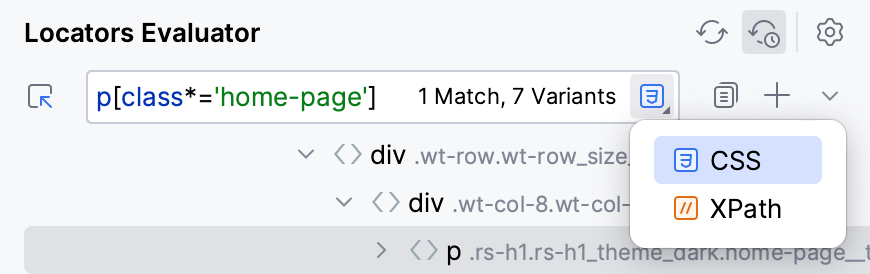 Select locator type Select locator type