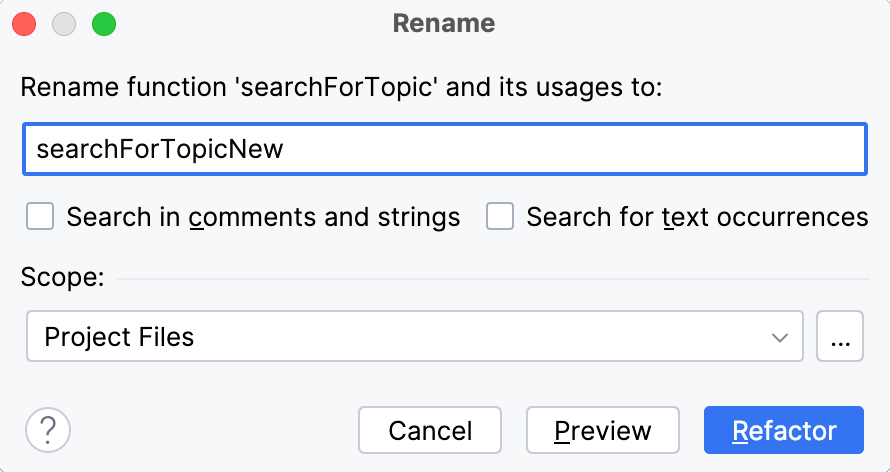 Rename the command Rename the command