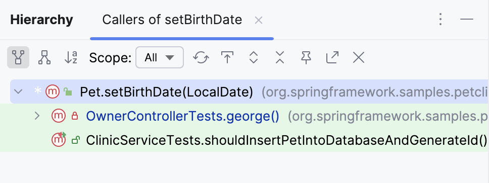 IntelliJ IDEA 中的调用层次结构 IntelliJ IDEA 中的调用层次结构