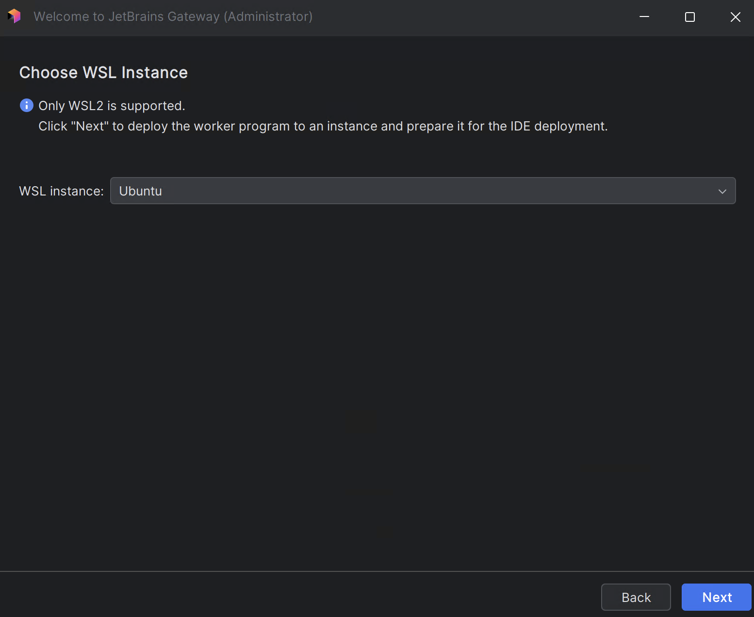 选择 WSL 实例 选择 WSL 实例
