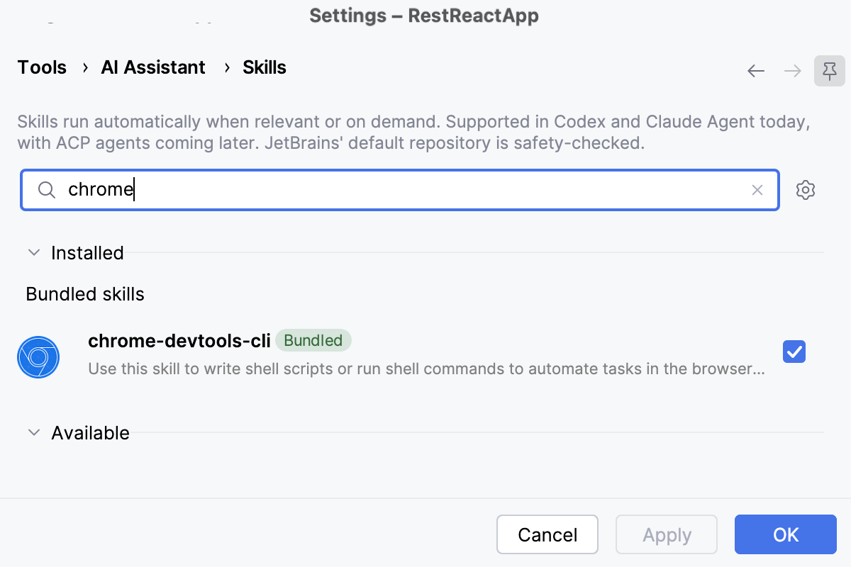 Chrome-devtools-cli skill enabled Chrome-devtools-cli skill enabled