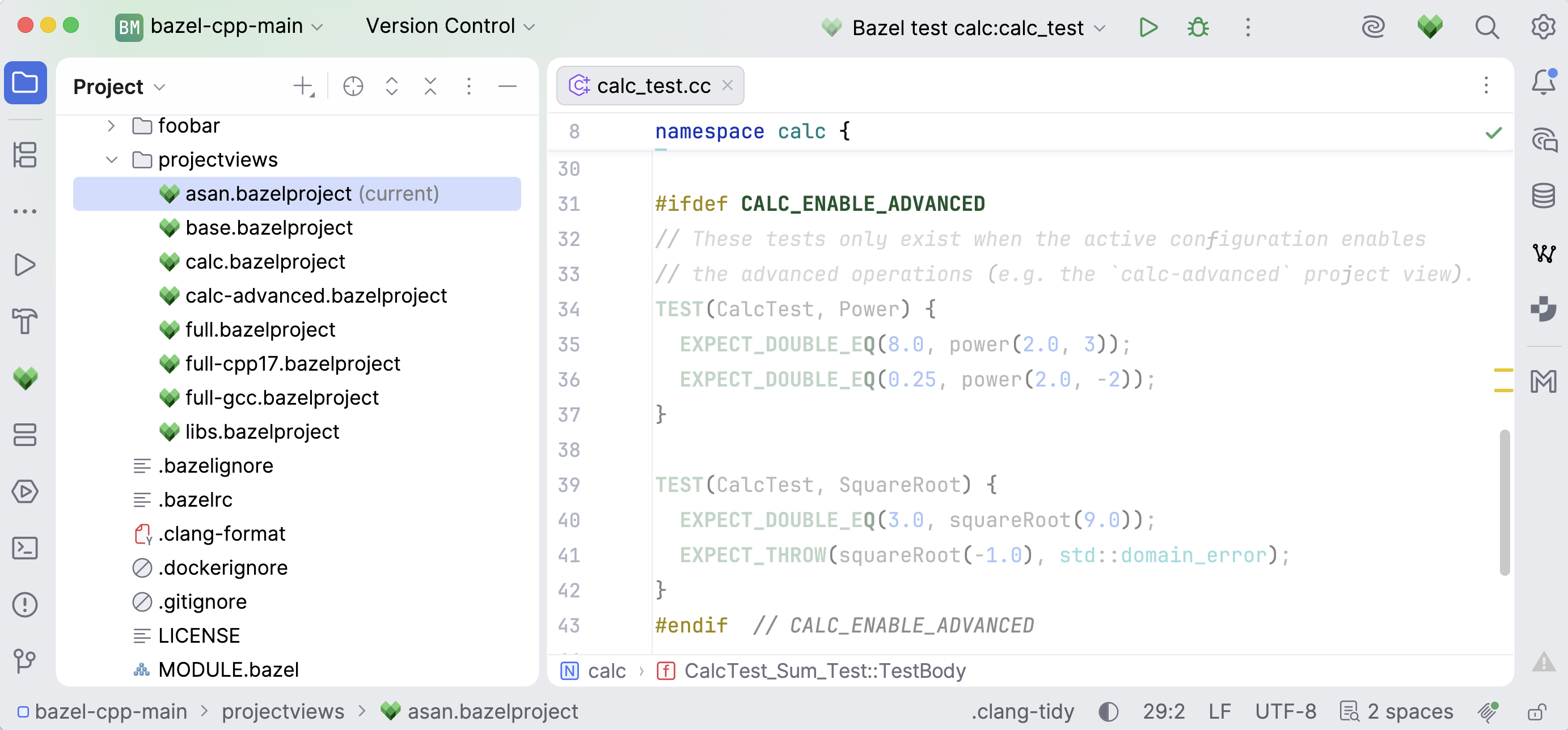 Before switching the active project view Before switching the active project view