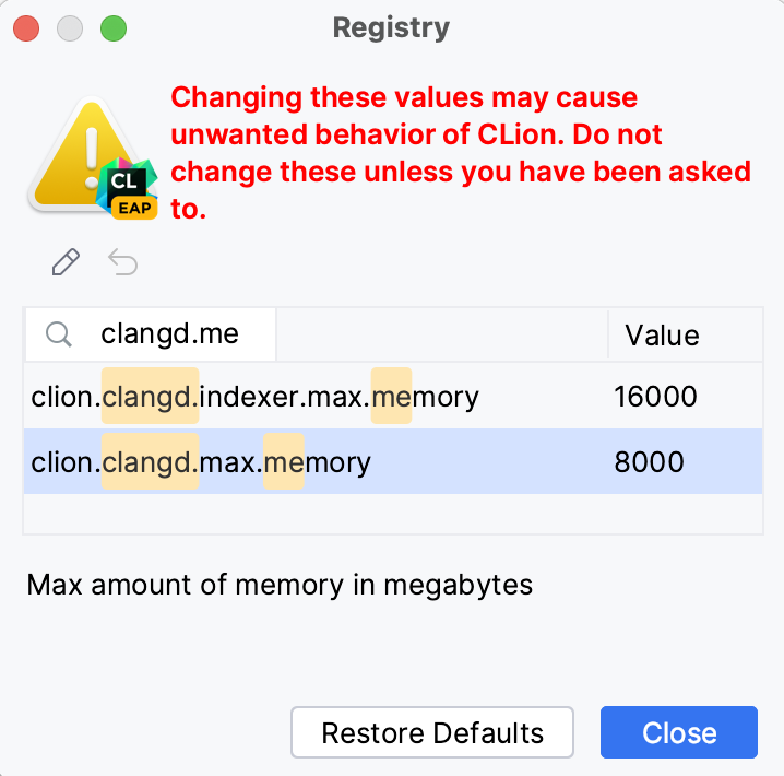 Clangd 内存注册表键 Clangd 内存注册表键