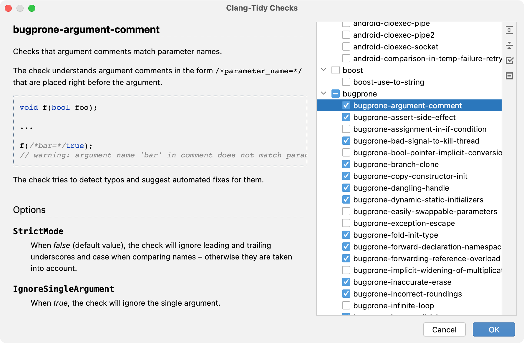 Clang-tidy checks tree view Clang-tidy checks tree view