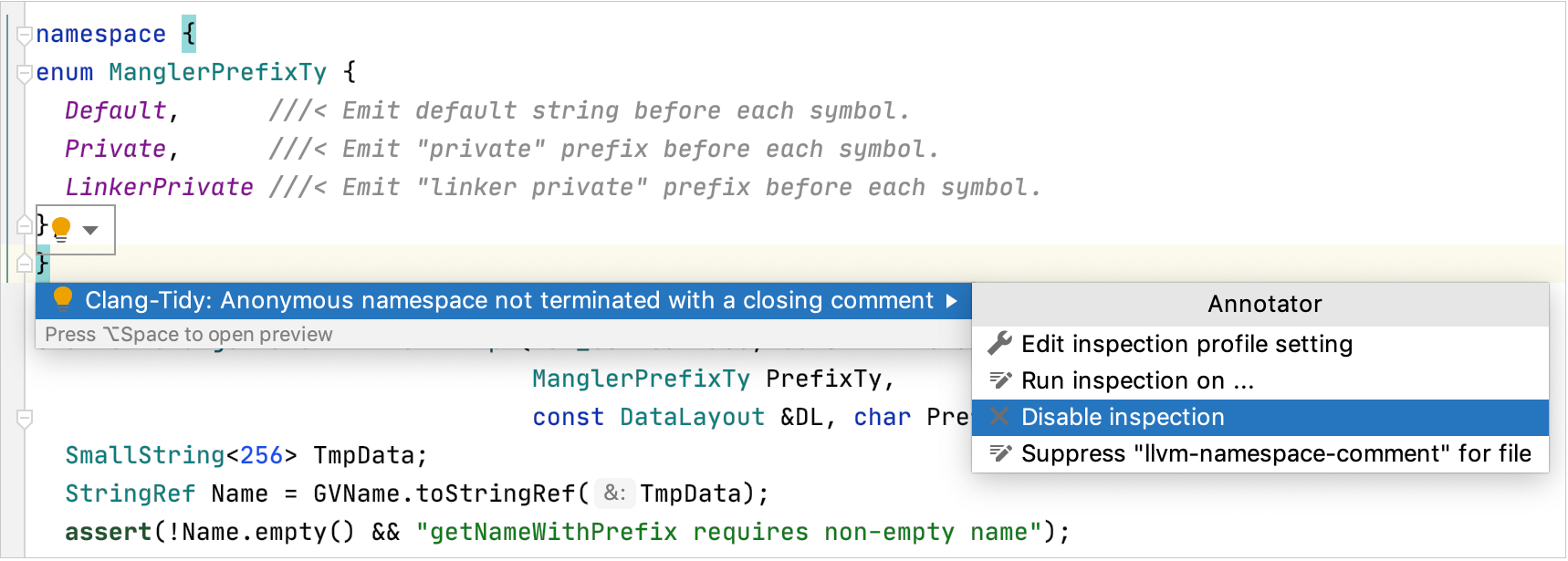 Configuring checks from the context menu Configuring checks from the context menu